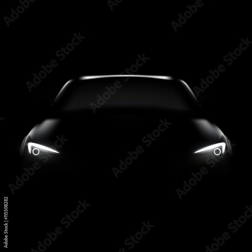 dark car with headlight