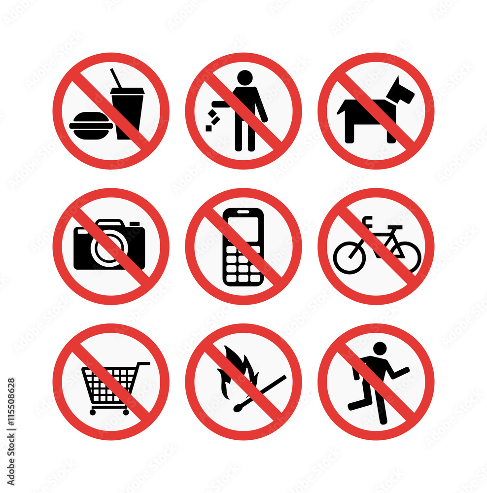 forbidden sign - prohibition signs - vector set Stock Vector