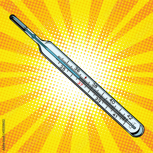 Mercury glass medical thermometer temperature 36.6