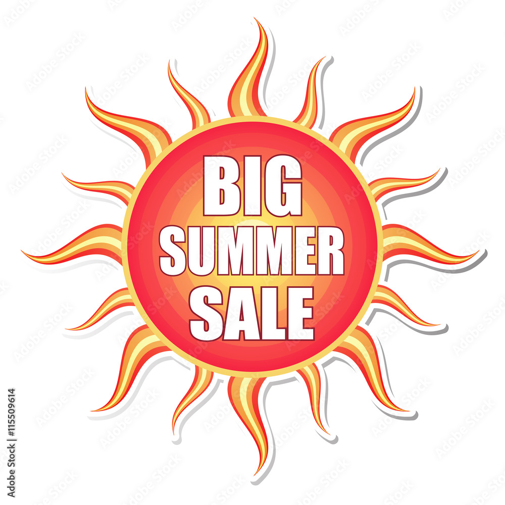 big summer sale in sun label, vector big summer sale in sun label, vector
