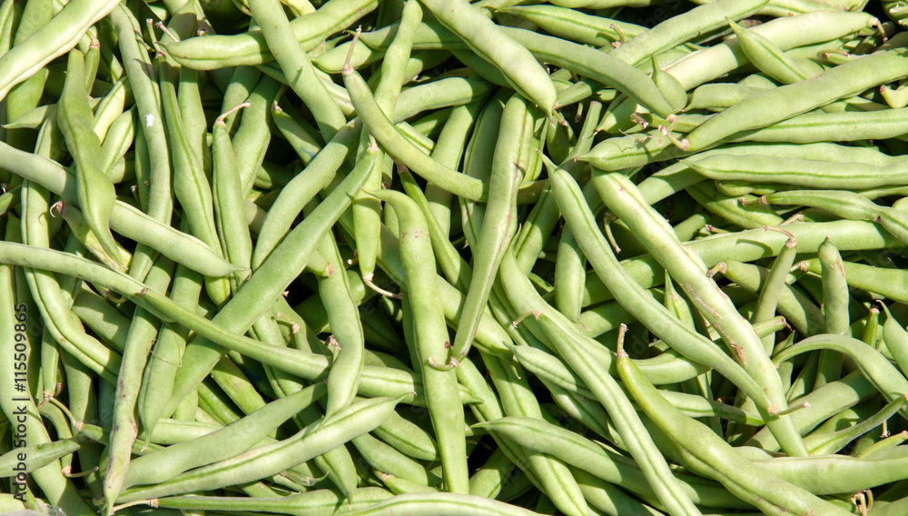 green beans on the counter market for sale as background green beans on the counter market for sale as background