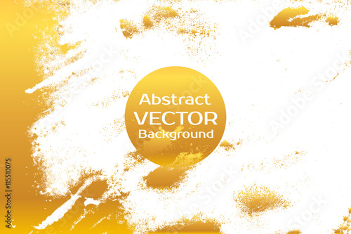 Golden abstract painted marble illustration. Watercolor spot background. Brush splash vector art. Vector with paper marbling textures. White and gold colors.