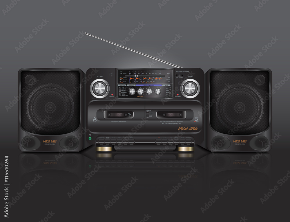 Fototapeta premium Vintage tape recorder for audio cassettes with radio.