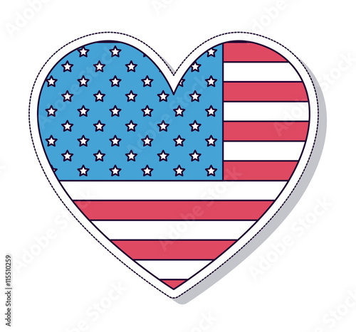 patriotic heart  isolated icon design