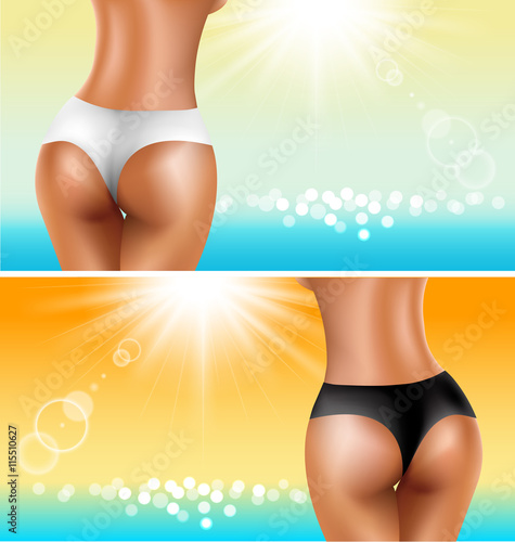 Perfect sexy buttock of healthy women on the beach