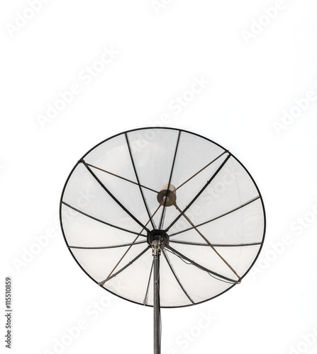 Big Black Satellite Dish isolated on White background