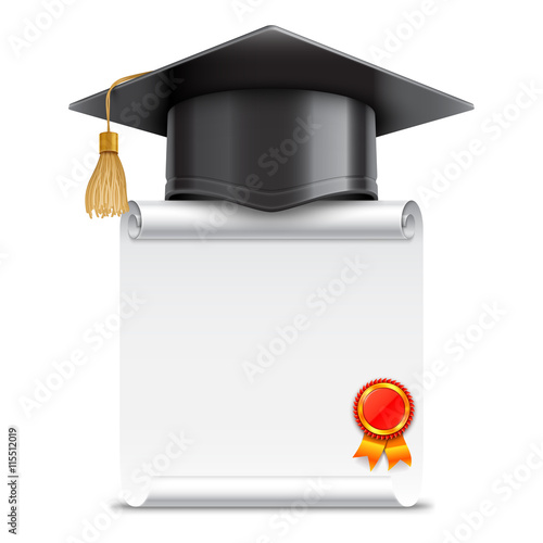 Graduation Cap and Diploma Scroll