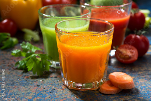 assortment of vegetable juices