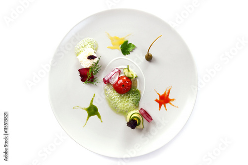 Molecular cuisine vegetable salad