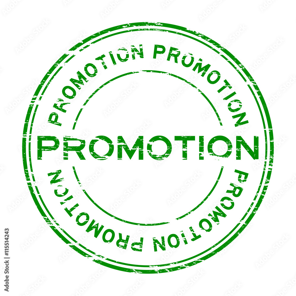 Grunge green promotion rubber stamp on white background Grunge green promotion rubber stamp on white background