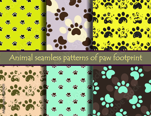 Vector seamless patters with cat or dog footprints.