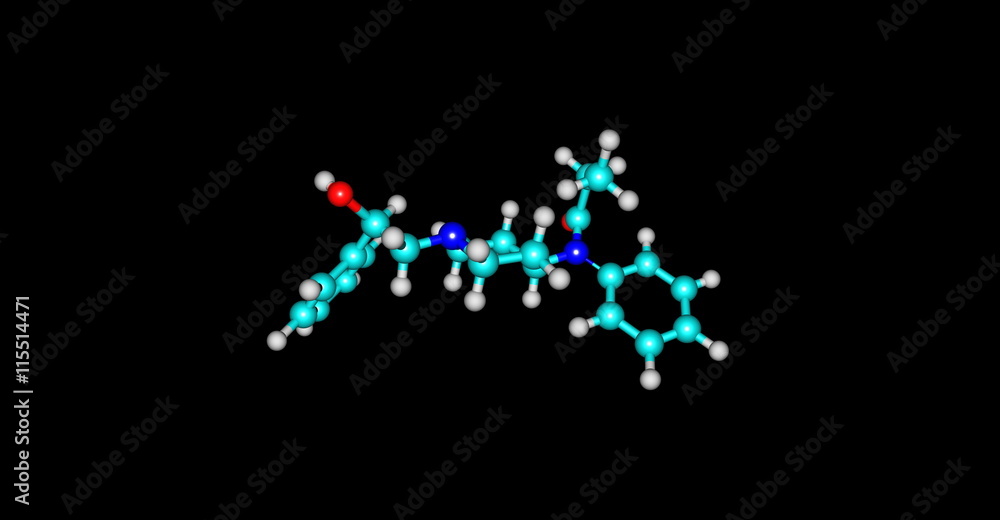 beta-Hydroxyfentanyl molecular structure isolated on black beta-Hydroxyfentanyl molecular structure isolated on black