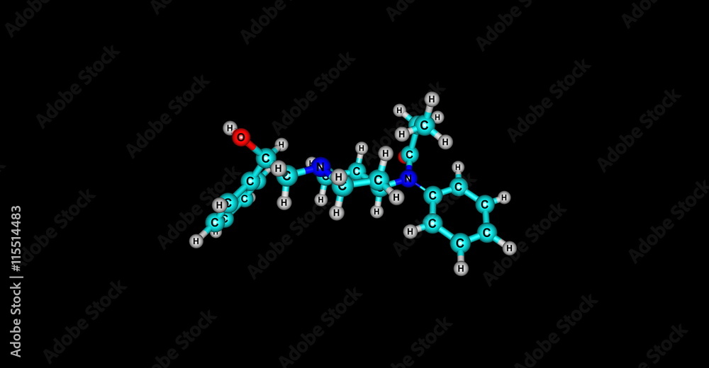 beta-Hydroxyfentanyl molecular structure isolated on black