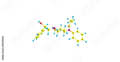 beta-Hydroxyfentanyl molecular structure isolated on white