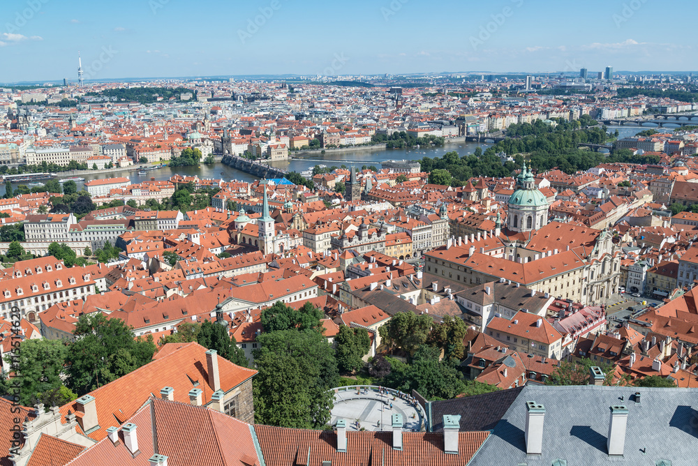 Cityscape view of Prague in sunny day, Czech Republic