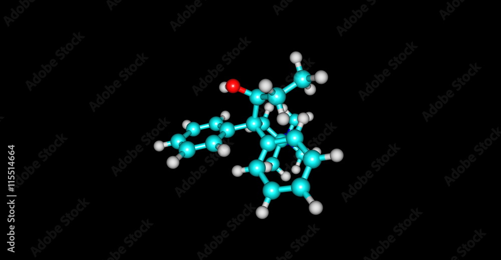Betamethadol molecular structure isolated on black