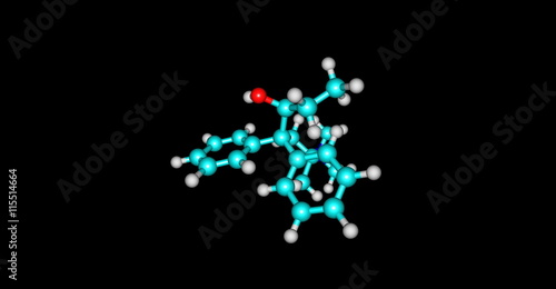 Betamethadol molecular structure isolated on black