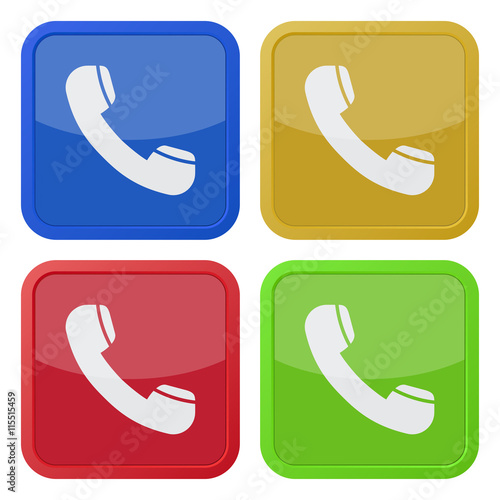 set of four square icons with telephone handset