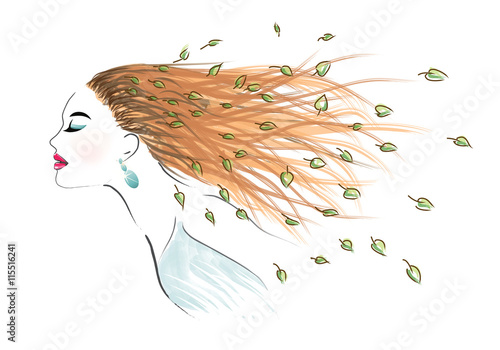 Art woman with disheveled hair