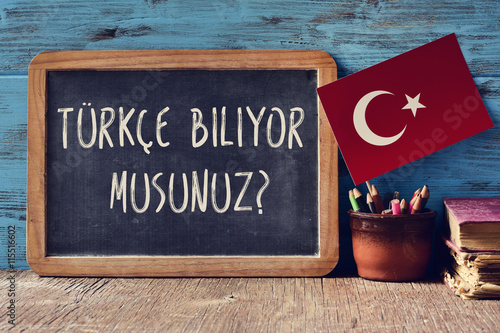 question do you speak Turkish? written in Turkish photo