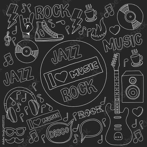 Music doodle vector set