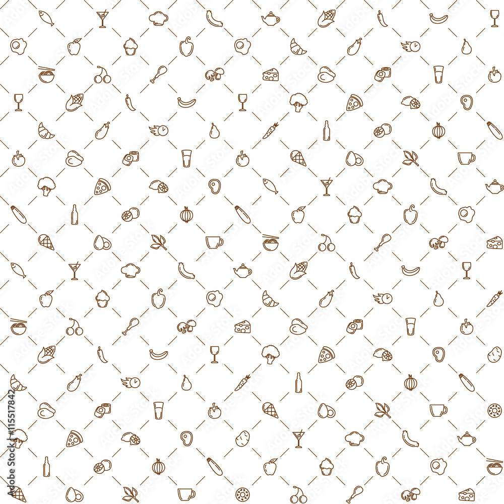 Naklejka premium Seamless vector pattern with food. 