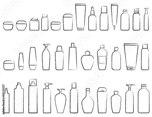 set of cosmetic bottle silhouette