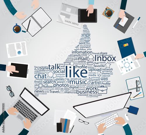 Modern creative office workspace for social media