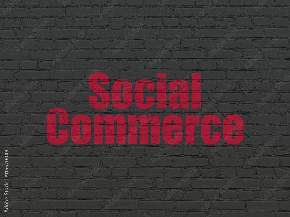 Fototapeta premium Marketing concept: Social Commerce on wall background