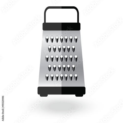 Grater metallic icon vector logo sign illustration. Kitchen equipment steel food cut accessory isolated on white.