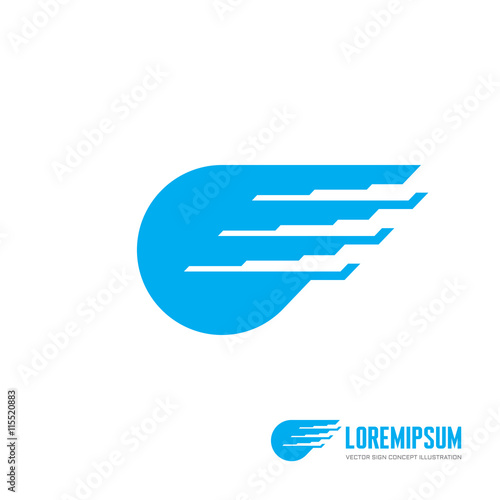 Abstract wing logo concept illustration. Modern technology creative sign. Speed motion symbol. Design element.