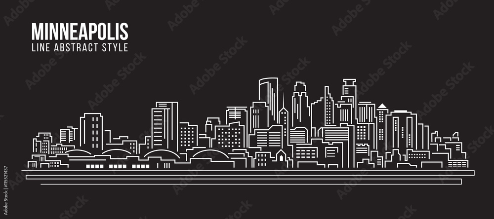 Cityscape Building Line art Vector Illustration design - Minneapolis city