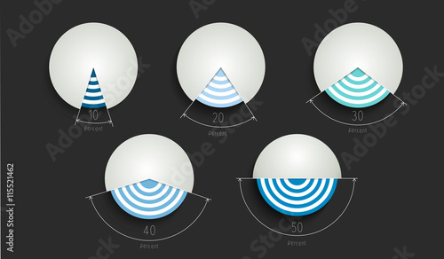 Round graphs, charts.  Infographic element.