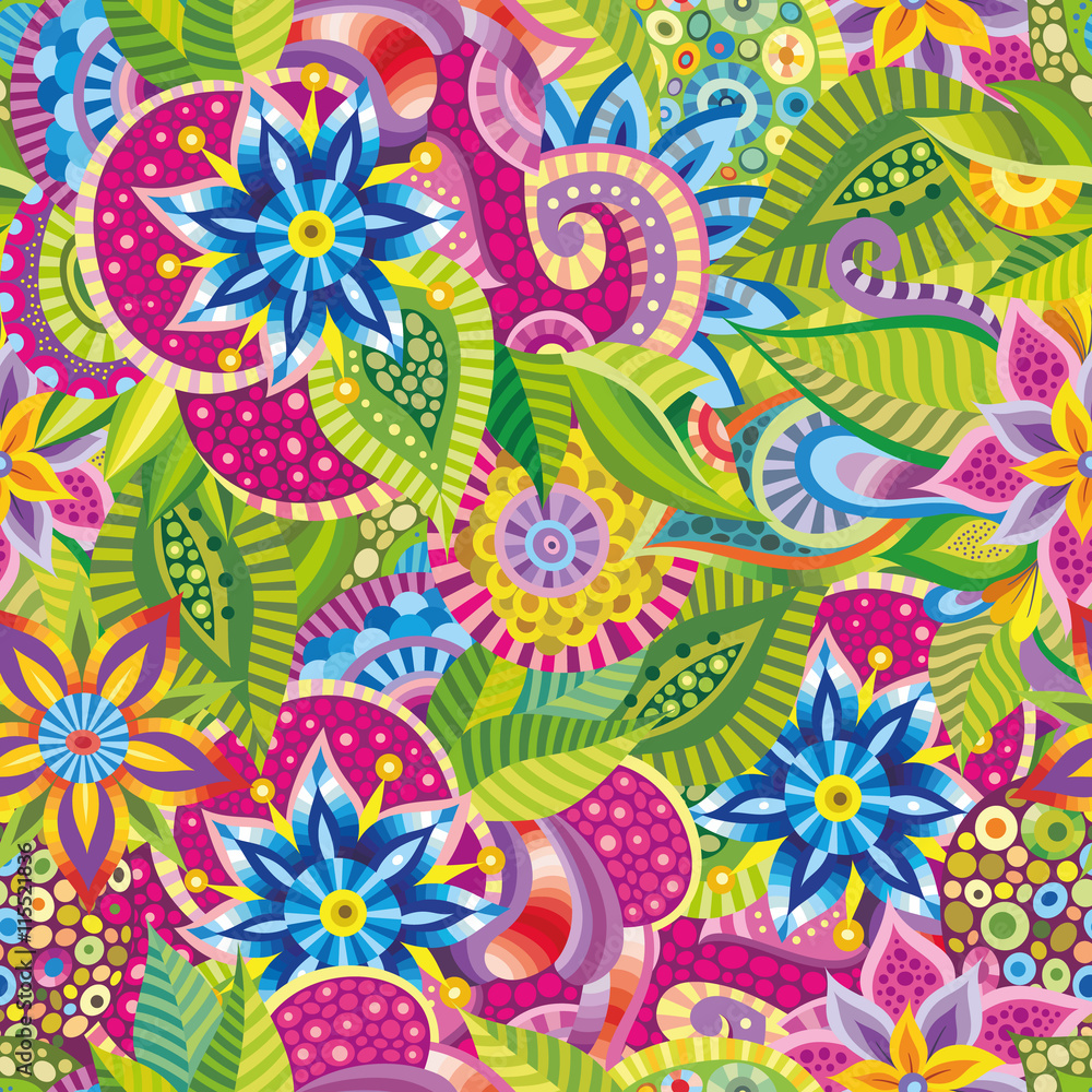Vector seamless flat floral pattern Vector seamless flat floral pattern