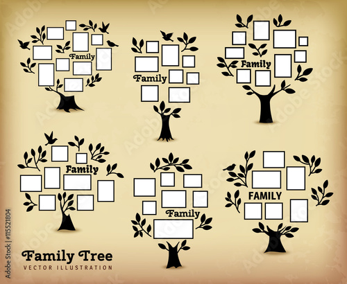 Memories tree with picture frames. Insert your photo into template frames. Collage vector illustration