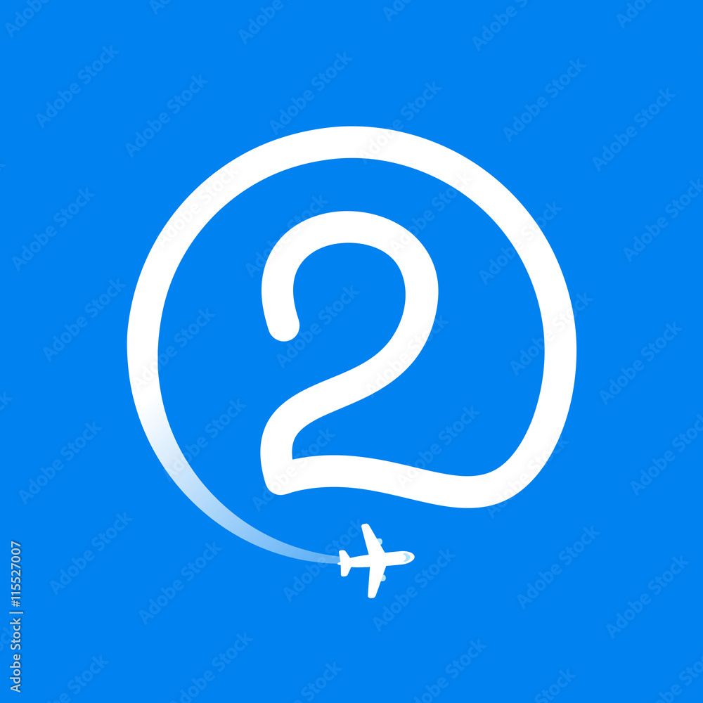 Number two logo with airline and plane. Number two logo with airline and plane.