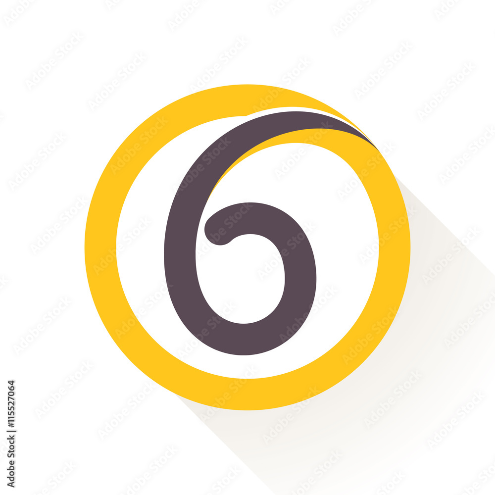 Number six logo in circle.