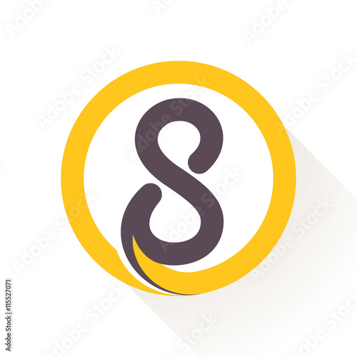 Number eight logo in circle.