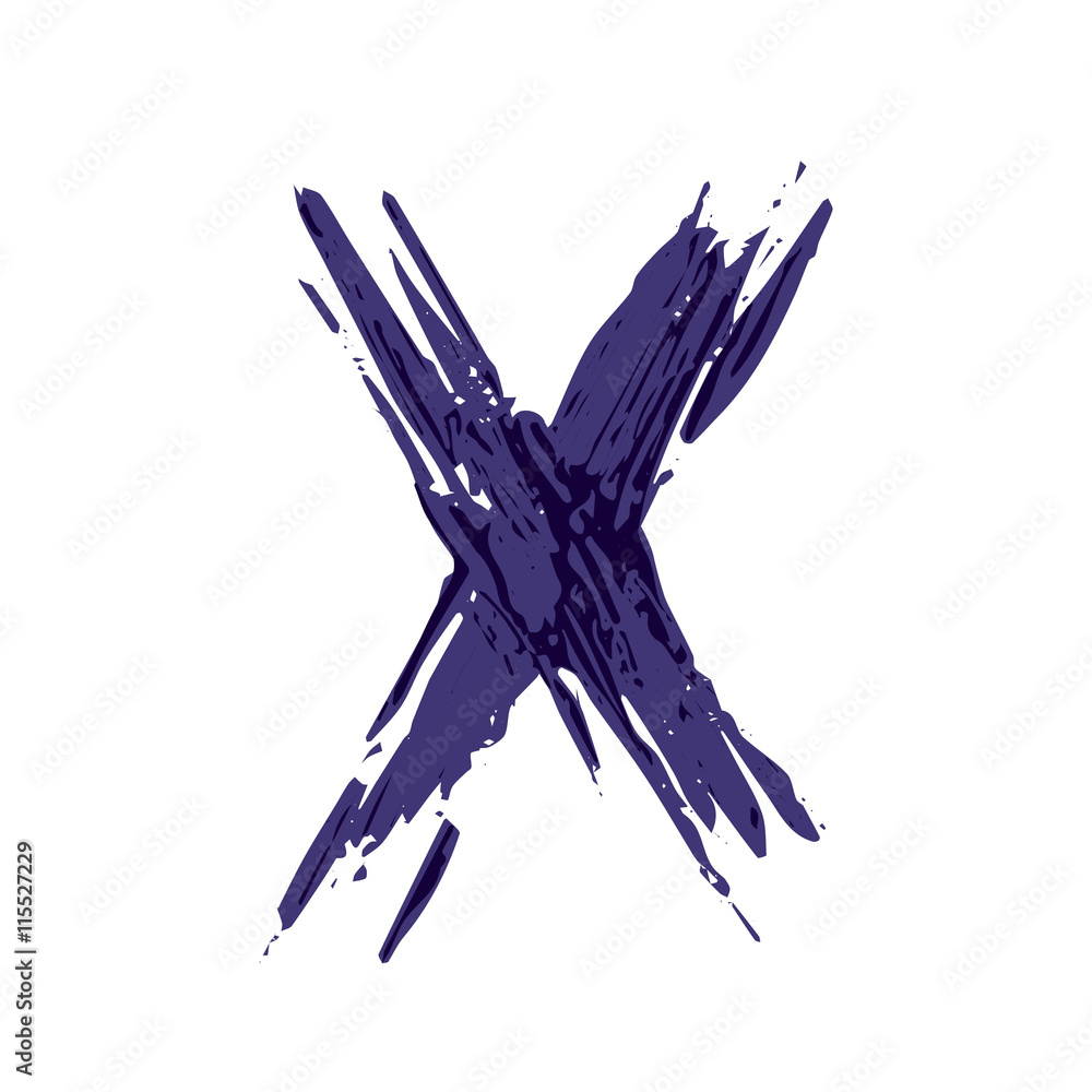 Letter X logo hand drawn with dry brush. Letter X logo hand drawn with dry brush.