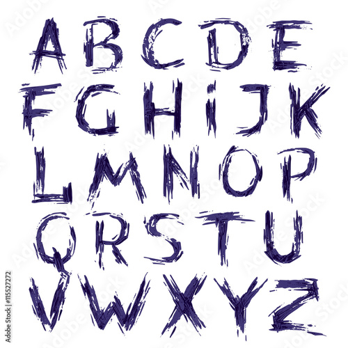 Hand drawn alphabet letter with dry brush.