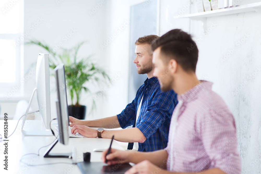 creative man or student with computer at office