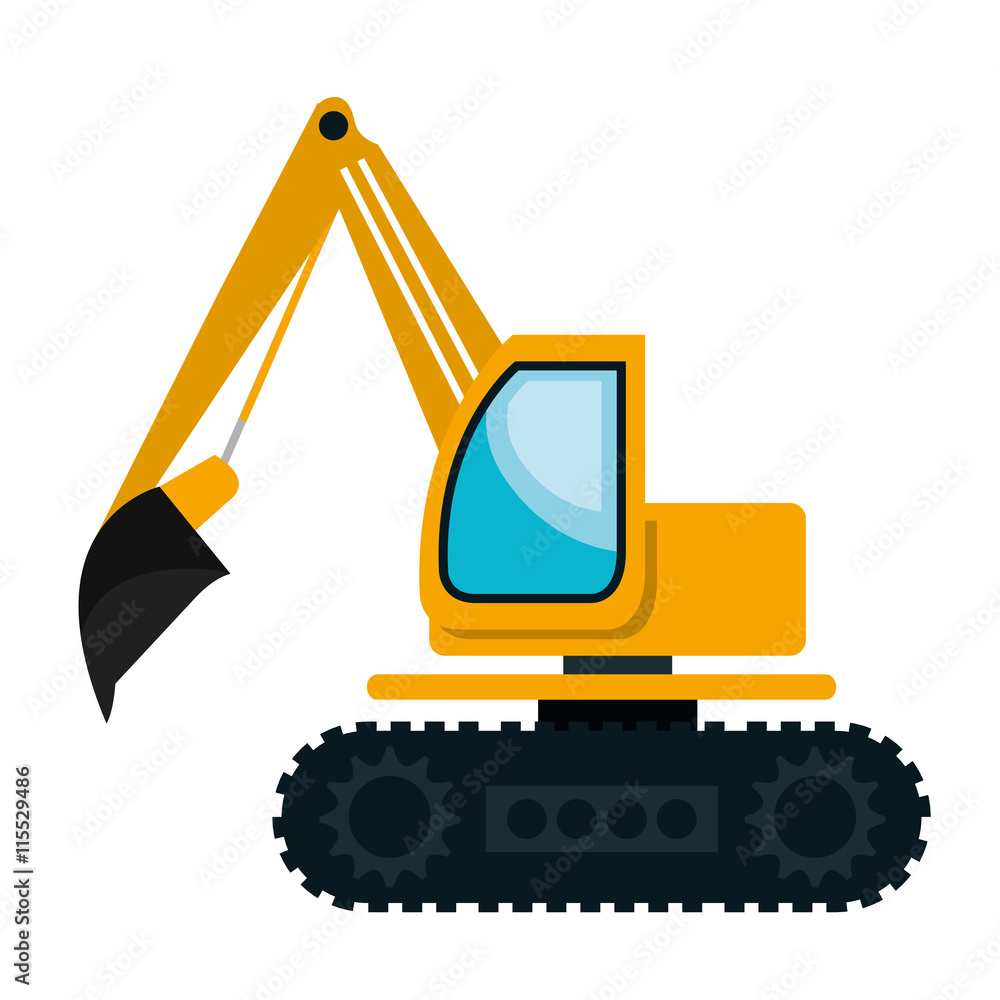 Naklejka premium Construction vehicle machinary isolate flat icon, vector illustration.