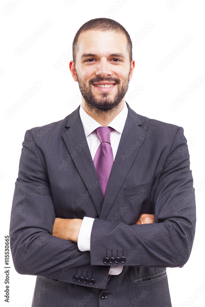 Portrait of a happy smiling young business man, isolated on whit Portrait of a happy smiling young business man, isolated on whit