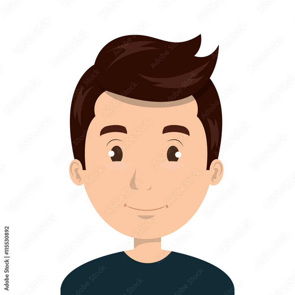 Young man face cartoon design, vector illustration graphic icon.