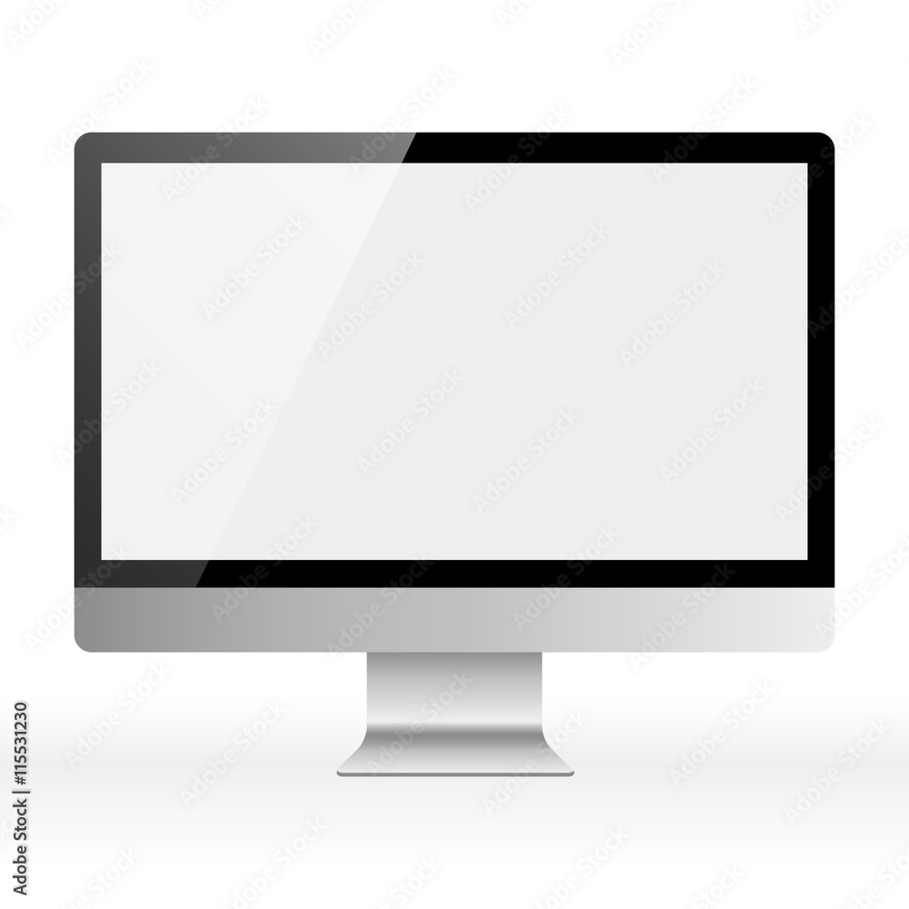 Desktop Computer with Blank White Screen Desktop Computer with Blank White Screen