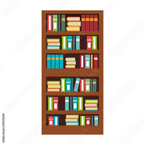 Home library with books isolated flat icon, vector illustration graphic.