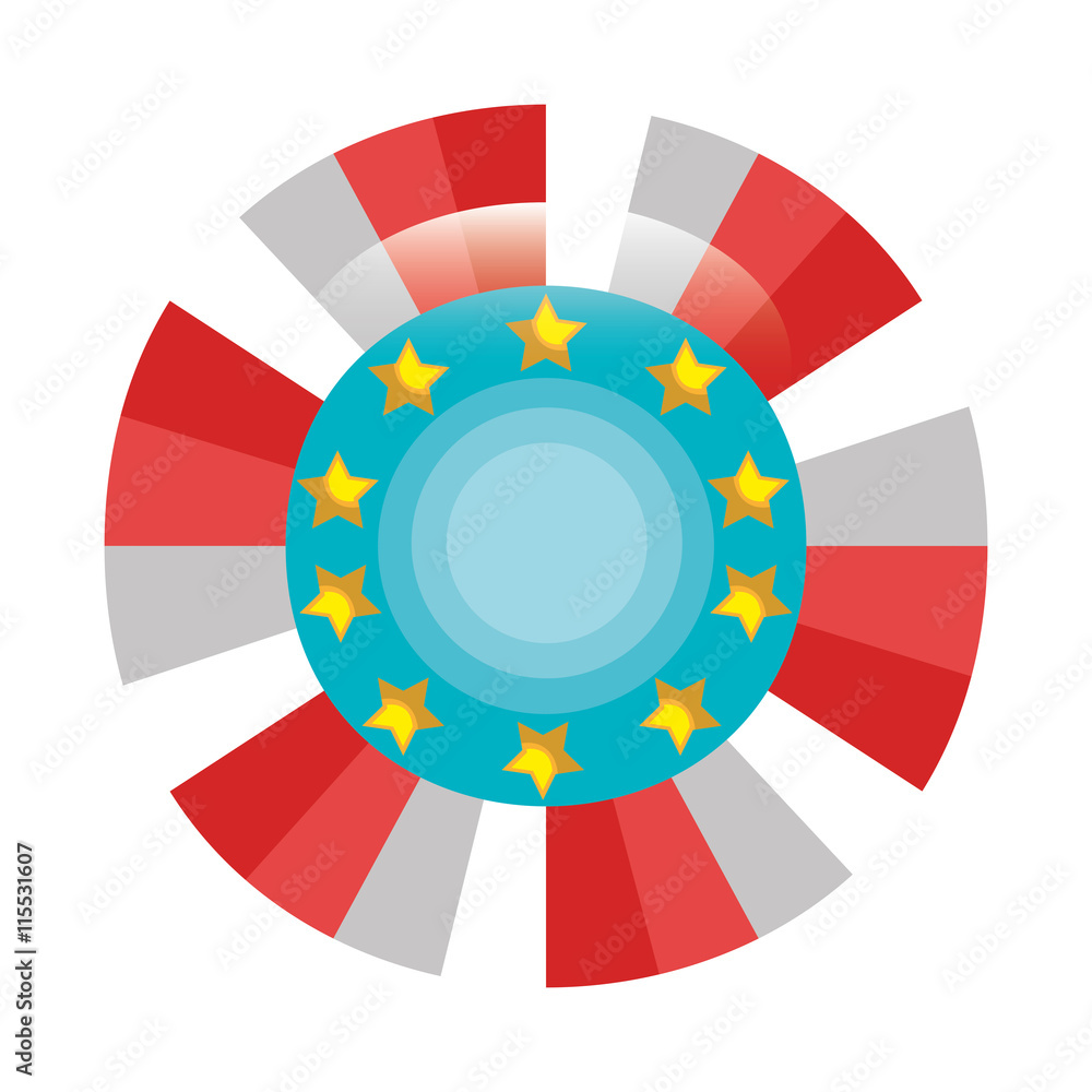 Fototapeta premium Circus ball colorful isolated flat icon, vector illustration graphic design.