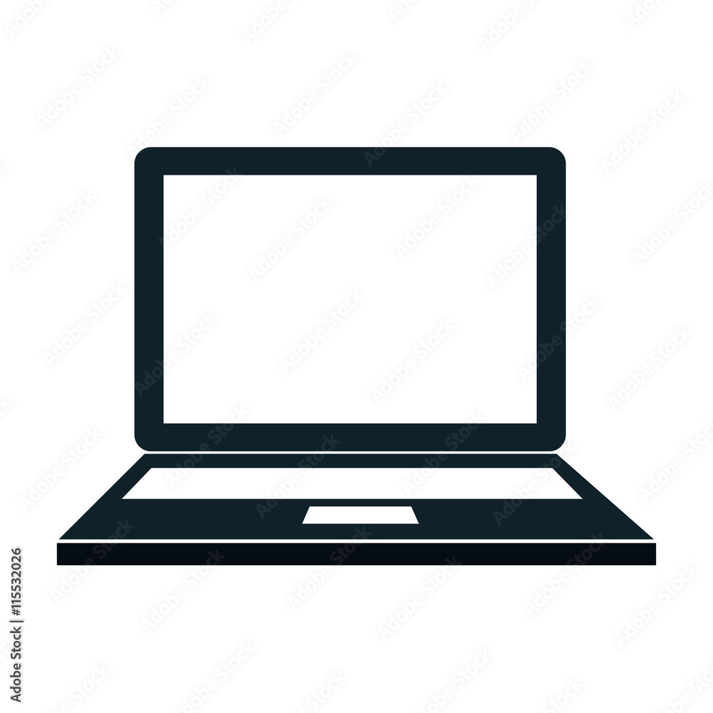 PC laptop in black and white colors, isolated flat icon vector illustration graphic. PC laptop in black and white colors, isolated flat icon vector illustration graphic.