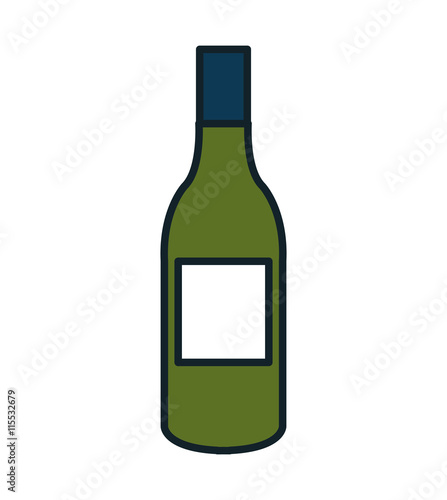 Delicious and traditional wine bottle isolated flat icon, vector illustration graphic design.