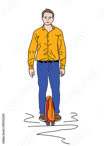 Hydro Electric scooter driving. A man rides a giroskutere. vector illustration